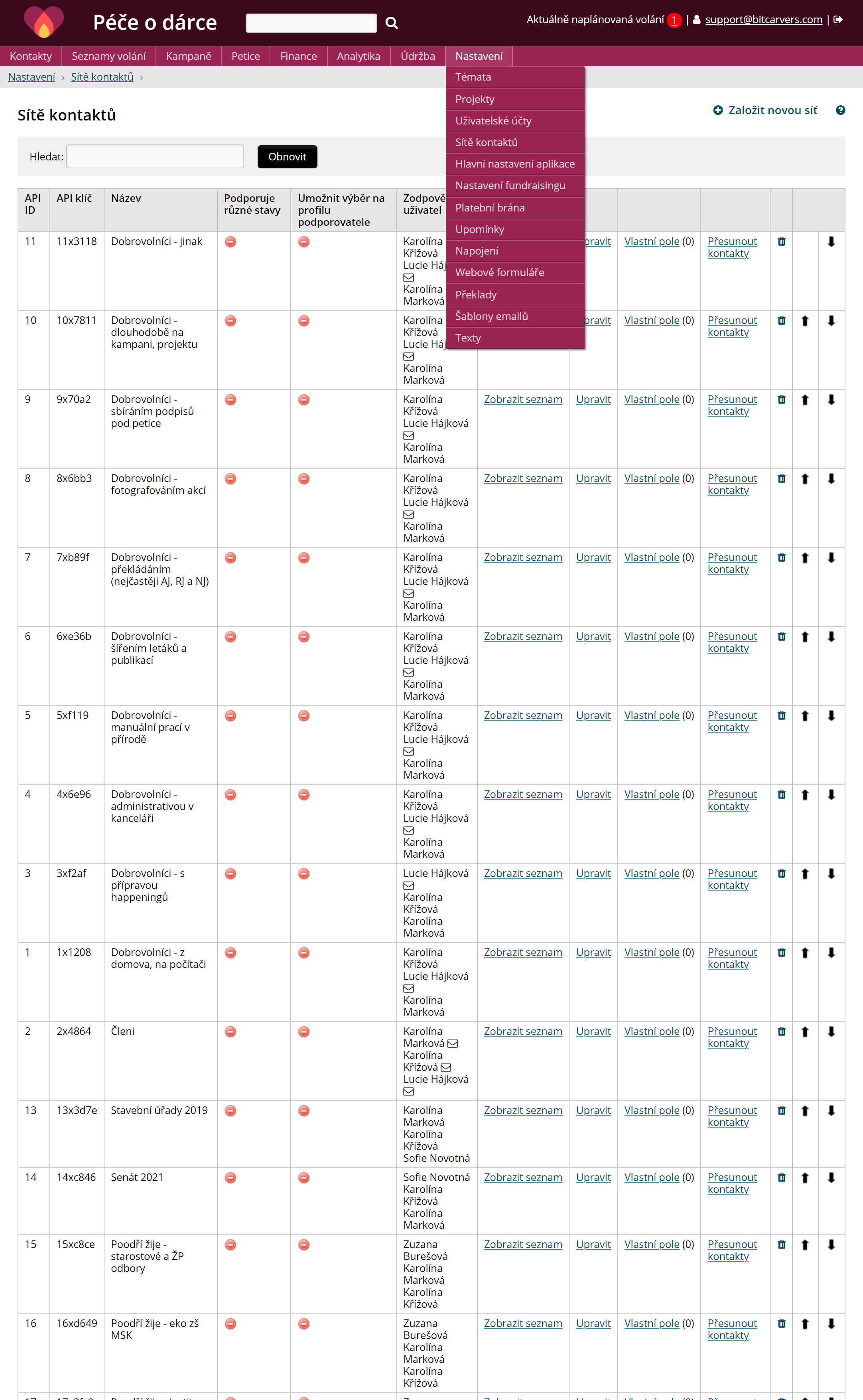 Snímek obrazovky aplikace
